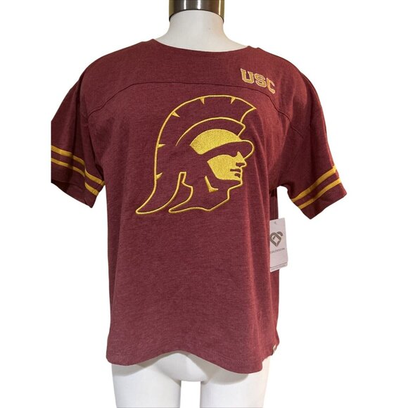 USC Trojans Colosseum Athletics Red Stripe Recycled SS T-Shirt Women's M NEW - Picture 5 of 7